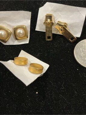 Gold-Tone Stud Earrings -ALL 3 pairs